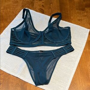 Victoria’s Secret Teal Mesh Lingerie Set. Like new.